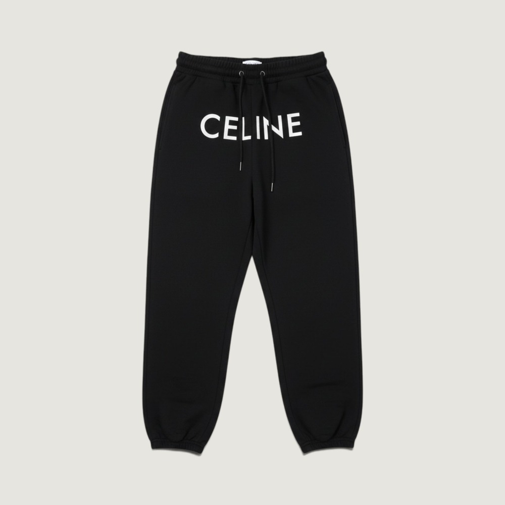 Celine Sweatpants Logo Print Joggers Black Large